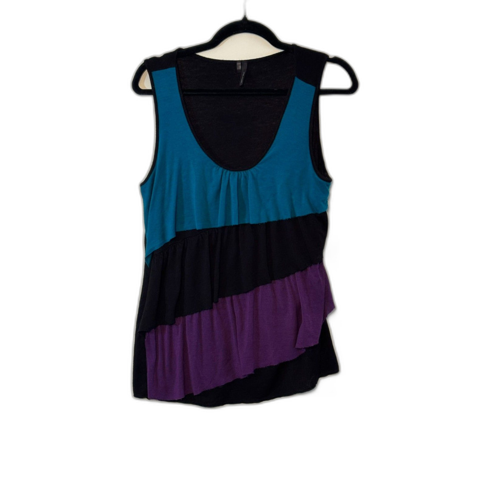 Colorblock Tiered Ruffle Tank Teal Purple Black Maurices Size L